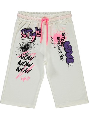 Civil Girls Style Baskılı 6-9 Yaş Kapri - Ekru