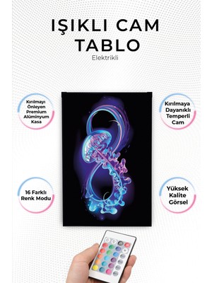 Yanardağ Modern Işıklı Ahtapot Tasarımlı Cam Tablo