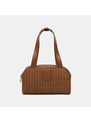 Desa Kadın Taba Örgü Detaylı Logolu Omuz Çantası