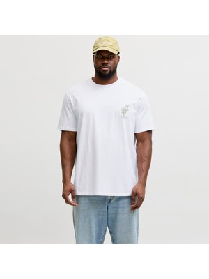 Jack & Jones Büyük Beden Gögüs Baskili Bisiklet Yaka Tisört - Montauk