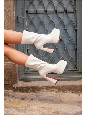 Ayakkabı Ateşi Kadın Beyaz Cilt Çift Platform Özel Tasarım  Ayakkabı Spica