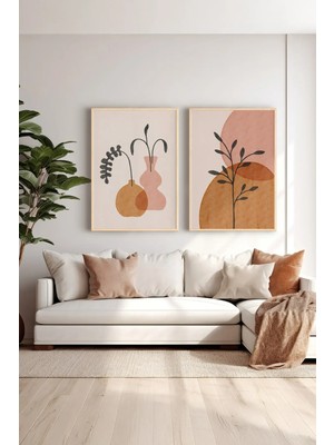 Artavessa 2 Parça Gerçek Ahşap Renkli Çerçeveli Tablo Seti - Model 38