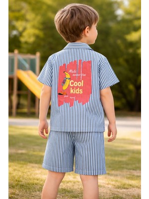 Miela Kids Cartoon  Çizgili Gömlek ve Şort Takım