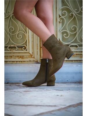 Ayakkabı Ateşi Haki Süet Tasarım Alçak Topuklu Kadın Ayakkabı Scala