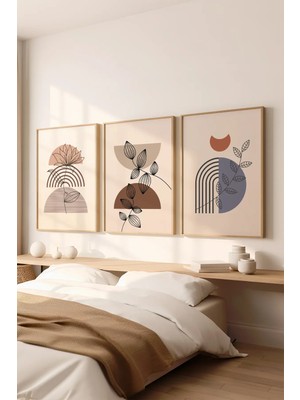 Artavessa 3 Parça Ham Renk Gerçek Ahşap Çerçeveli Tablo Seti - Model 14