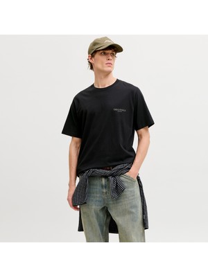 Jack & Jones Erkek Sirt Baskili Bisiklet Yaka Tisört - Montauk