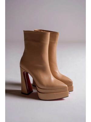 Ayakkabı Ateşi Kadın Çift Platform Yüksek Topuklu Bot Mojo Nude Cilt