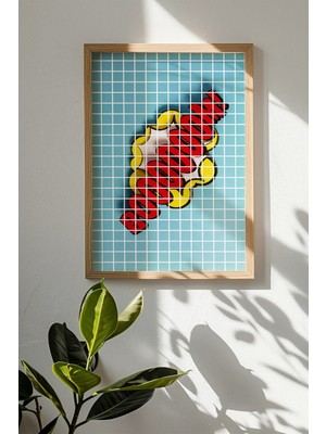 Artavessa Tek Parça Gerçek Ham Ahşap Çerçeveli Popart Kare Çizgili Tablo - Model 8