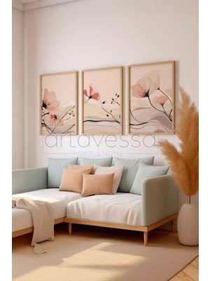 Artavessa 3 Parça Gerçek Ham Ahşap Çerçeveli Tablo Seti - Model 24