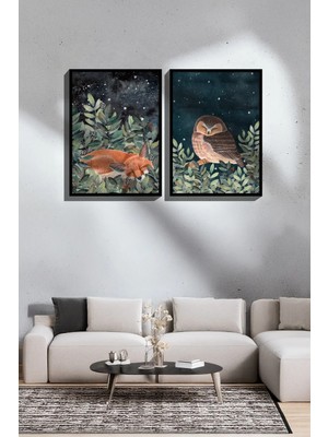 Artavessa 2 Parça Gerçek Siyah Renkli Çerçeveli Tablo Seti - Model 33