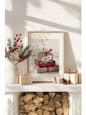 Artavessa Tek Parça Gerçek Ham Ahşap Çerçeveli Yılbaşı(New Year) Temalı Tablo - Model 108