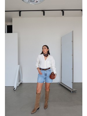 Özge Özgenç Dokulu Oversize  Gömlek