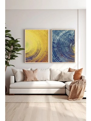 Artavessa 2 Parça Gerçek Ahşap Renkli Çerçeveli Tablo Seti - Model 9