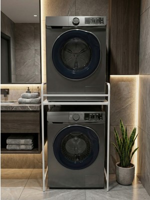 Gold Falez Çamaşır Makinesi Dolabı Raf Metal Düzenleyici Organizer 2 Katlı Banyo Rafı Çok Amaçlı Dolap 261