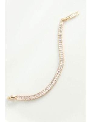 Ematcrt Pirinç Zirkon Taşlı Gold Renk Su Yolu Bileklik - Lisinya