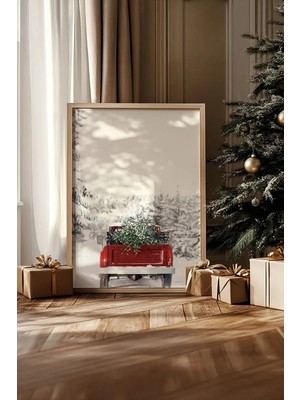 Artavessa Tek Parça Gerçek Ham Ahşap Çerçeveli Yılbaşı(New Year) Temalı Tablo - Model 73