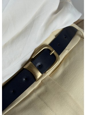 KİLİGİSTANBUL Jim Lacivert Suni Deri Kemer 100 cm