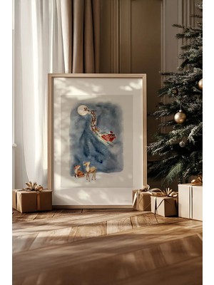 Artavessa Tek Parça Gerçek Ham Ahşap Çerçeveli Yılbaşı(New Year) Temalı Tablo - Model 105