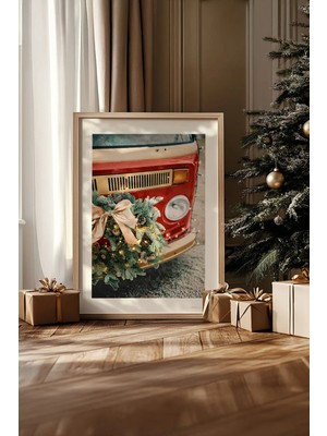 Artavessa Tek Parça Gerçek Ham Ahşap Çerçeveli Yılbaşı(New Year) Temalı Tablo - Model 97