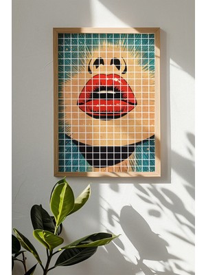 Artavessa Tek Parça Gerçek Ham Ahşap Çerçeveli Popart Kare Çizgili Tablo - Model 3