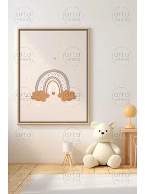 Artavessa Tek Parça Ham Renk Gerçek Ahşap Çerçeveli Tablo - Teknrsymdf-40