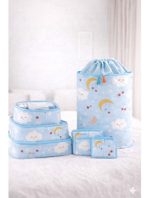 Mor Bebe Bebek Kirli Çamaşır Sepeti Oyuncak Sepeti I 6'lı Set Desenli Bavul Valiz Içi Çok Amaçlı Organizer