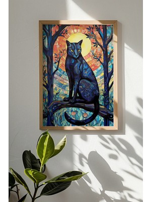 Artavessa Tek Parça Gerçek Ham Ahşap Çerçeveli Mosaic Temalı Tablo - Model 21