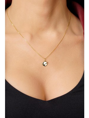 Fiyonk Kuyumculuk 14 Ayar Altın Küp Zincirde Satürn Kolye Ucu