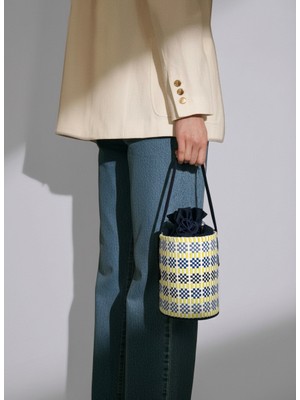 El Dokuması Kadın Kova Çanta - Gün Batımı Kova Çanta - 15X20,5 cm