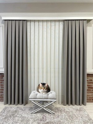 Assina Keten Kumaş Taş Rengi 1/2,5 Nomal  Pile Kalın Tek Kanat Fon Perde