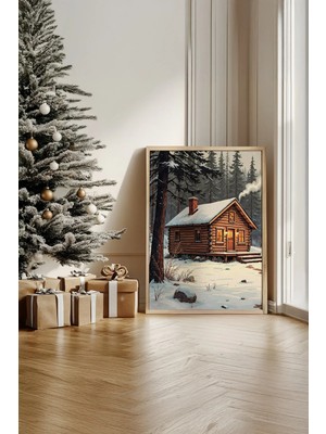 Artavessa Tek Parça Gerçek Ham Ahşap Çerçeveli Yılbaşı(New Year) Temalı Tablo - Model 9