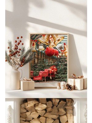 Artavessa Tek Parça Gerçek Ham Ahşap Çerçeveli Yılbaşı(New Year) Temalı Tablo - Model 88