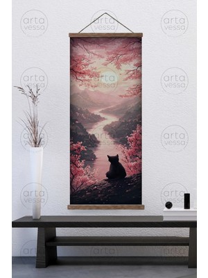 Artavessa Japon Tarzı Gerçek Ahşap Boyalı Çıtalı Askılı Kanvas Tablo - ARTJPNPSTRDK23