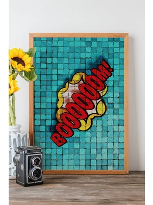 Artavessa Tek Parça Gerçek Ham Ahşap Çerçeveli Popart Mosaic Çizgili Tablo - Model 8