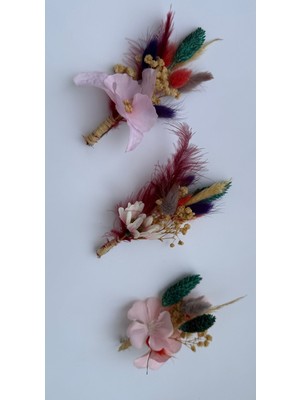 Bivalvia Accessories Karışık Çiçekli Damat Yaka Çiçeği Seti 3