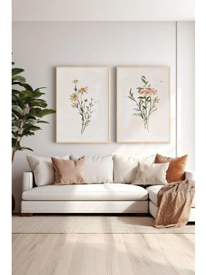 Artavessa 2 Parça Gerçek Ahşap Renkli Çerçeveli Tablo Seti - Model 14