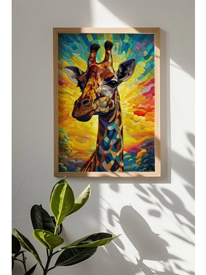 Artavessa Tek Parça Gerçek Ham Ahşap Çerçeveli Mosaic Temalı Tablo - Model 26