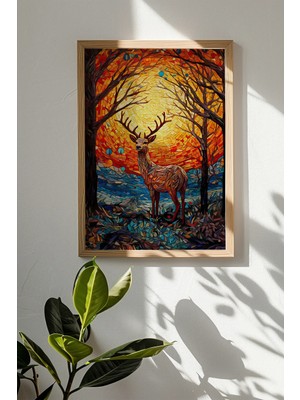 Artavessa Tek Parça Gerçek Ham Ahşap Çerçeveli Mosaic Temalı Tablo - Model 4