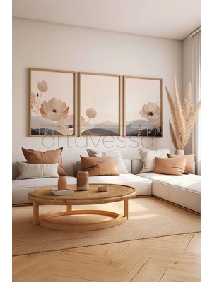 Artavessa 3 Parça Gerçek Ham Ahşap Çerçeveli Tablo Seti - Model 21