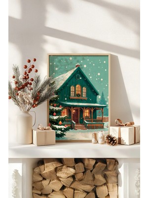 Artavessa Tek Parça Gerçek Ham Ahşap Çerçeveli Yılbaşı(New Year) Temalı Tablo - Model 7