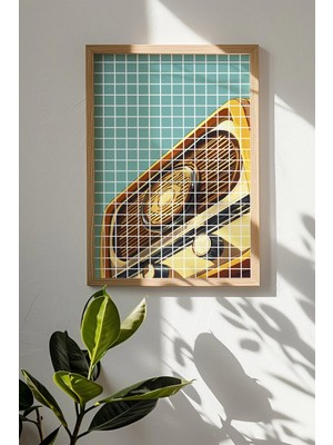 Artavessa Tek Parça Gerçek Ham Ahşap Çerçeveli Popart Kare Çizgili Tablo - Model 9