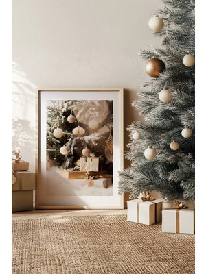 Artavessa Tek Parça Gerçek Ham Ahşap Çerçeveli Yılbaşı(New Year) Temalı Tablo - Model 79