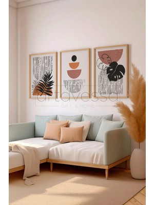 Artavessa 3 Parça Gerçek Ham Ahşap Çerçeveli Tablo Seti - Model 10