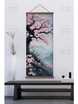 Artavessa Japon Tarzı Gerçek Ahşap Boyalı Çıtalı Askılı Kanvas Tablo - ARTJPNPSTRDK14