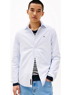 Tommy Hilfiger Erkek Tatlı Mavi (Açık) Uzun Kollu Gömlek