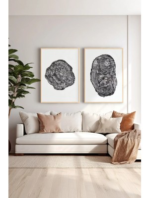 Artavessa 2 Parça Gerçek Ahşap Renkli Çerçeveli Tablo Seti - Model 27