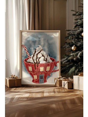 Artavessa Tek Parça Gerçek Ham Ahşap Çerçeveli Yılbaşı(New Year) Temalı Tablo - Model 61