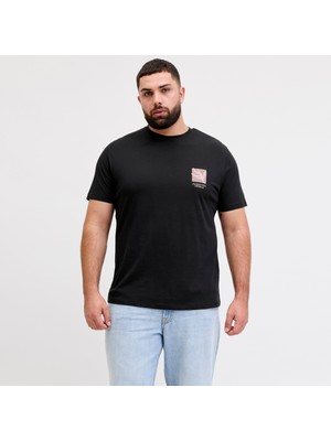 Jack & Jones Büyük Beden Gögüs Baskili Bisiklet Yaka Tisört - Montauk