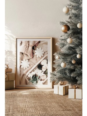 Artavessa Tek Parça Gerçek Ham Ahşap Çerçeveli Yılbaşı(New Year) Temalı Tablo - Model 15