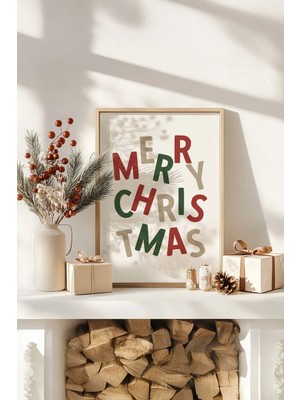 Artavessa Tek Parça Gerçek Ham Ahşap Çerçeveli Yılbaşı(New Year) Temalı Tablo - Model 28